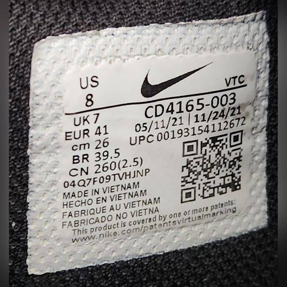 Nike AIR MAX EXCEE Black Dark Grey Athletic Sneakers Men's Size 8 - Picture 9 of 9